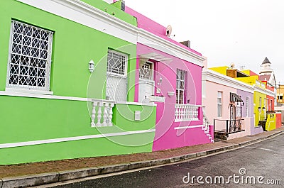 Colourful Houses in Bo-Kaap â€“ Cape Town, South Africa Stock Photo